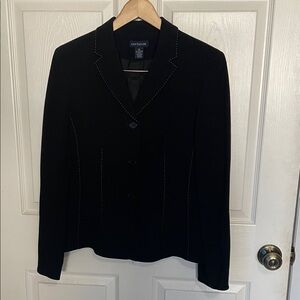 Ann Taylor Black Blazer with White Stitching